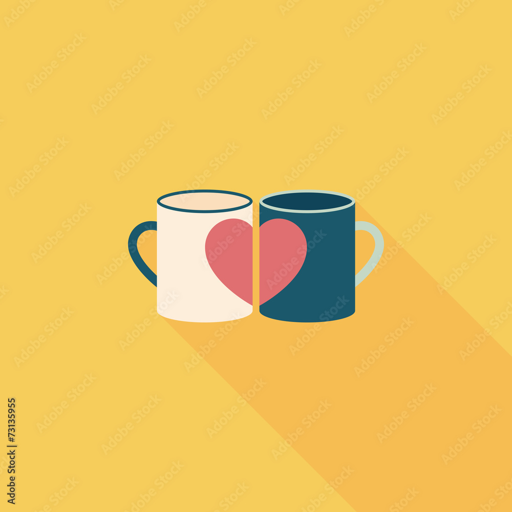 Valentine's day cup flat icon with long shadow,eps10 Valentine's day cup flat icon with long shadow,eps10
