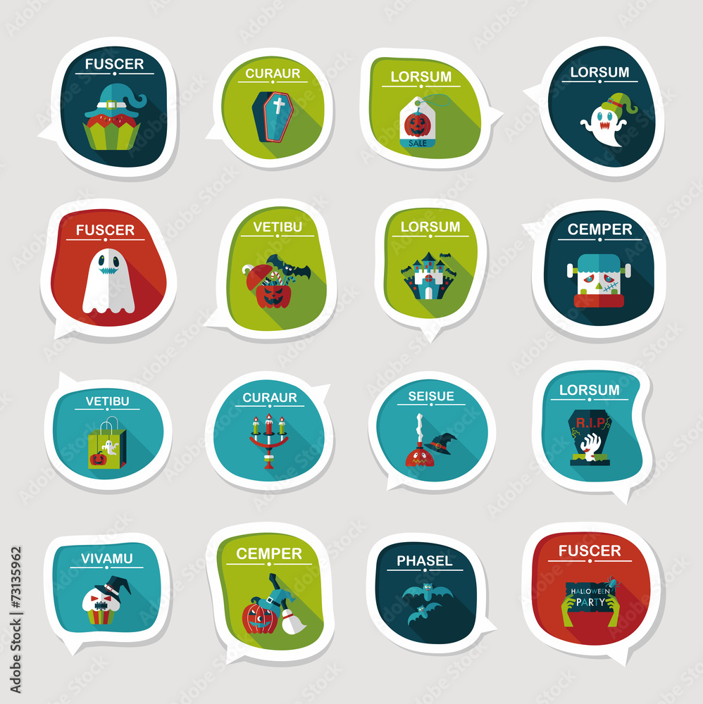 Halloween bubble speech banner design flat background set, eps10 Halloween bubble speech banner design flat background set, eps10