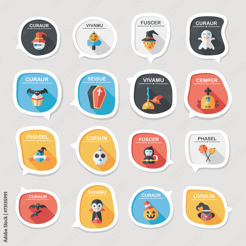 Halloween bubble speech banner design flat background set, eps10 Halloween bubble speech banner design flat background set, eps10