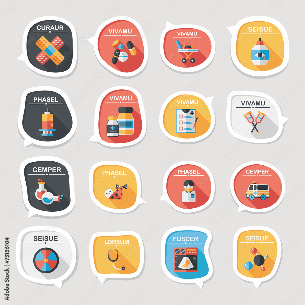 hospital bubble speech banner design flat background set, eps10