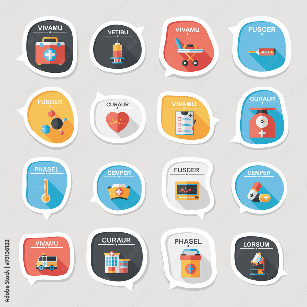 hospital bubble speech banner design flat background set, eps10 hospital bubble speech banner design flat background set, eps10