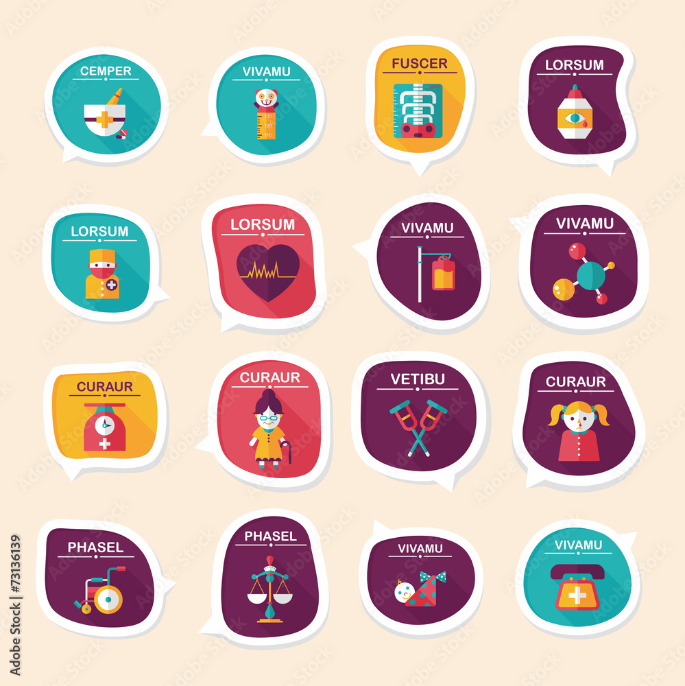 hospital bubble speech banner design flat background set, eps10 hospital bubble speech banner design flat background set, eps10