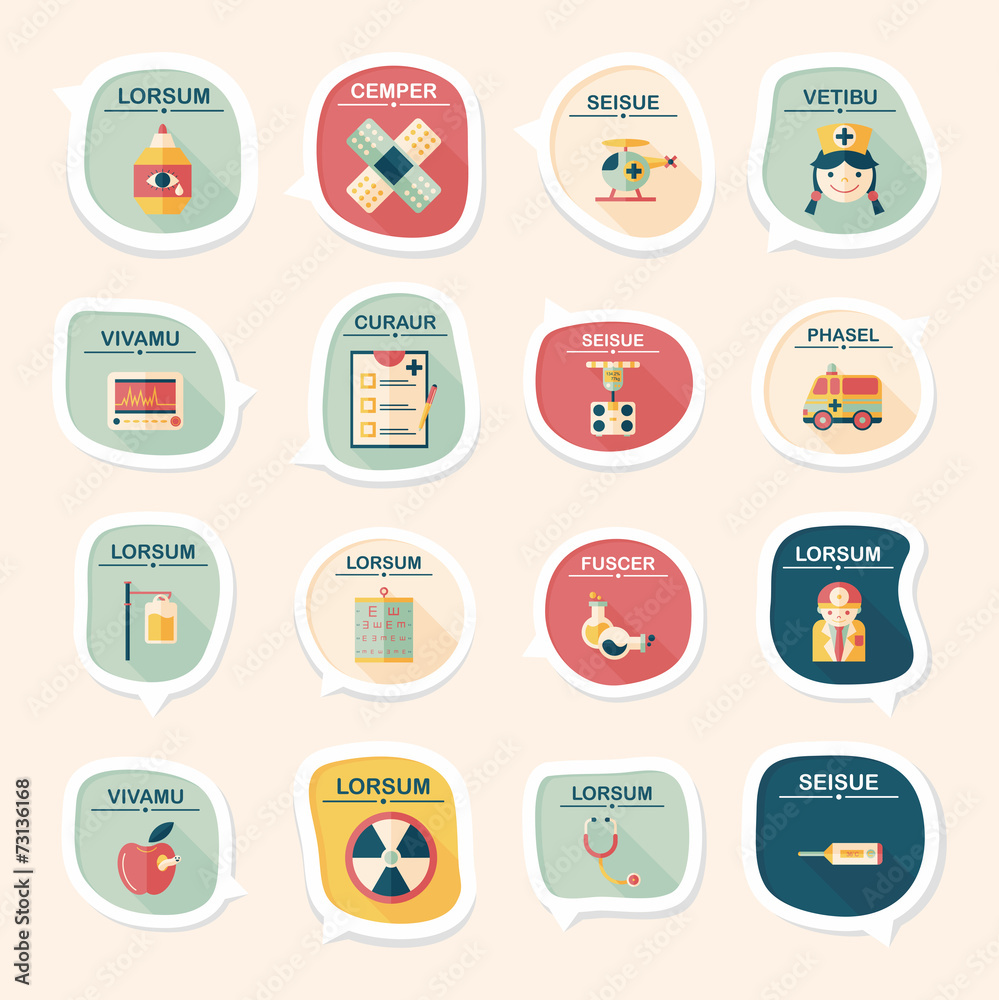 hospital bubble speech banner design flat background set, eps10 hospital bubble speech banner design flat background set, eps10