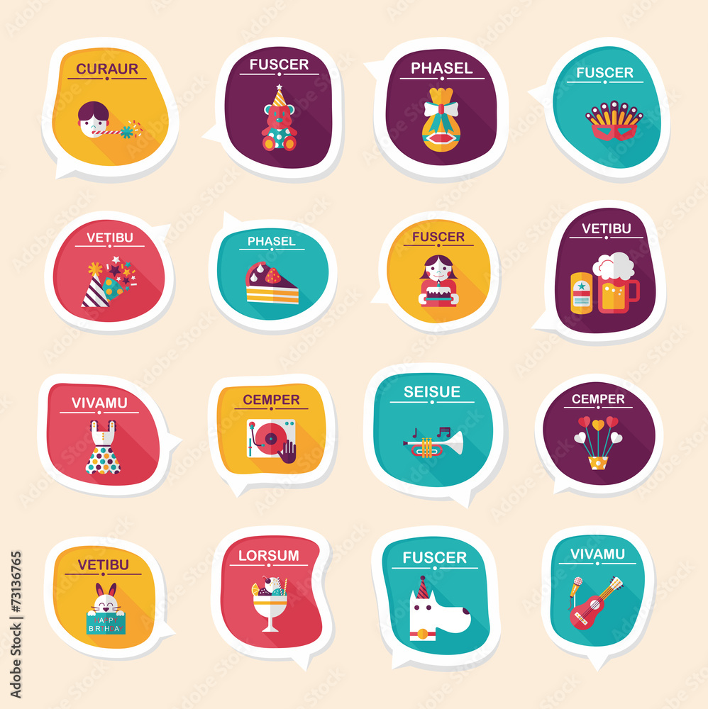 Birthday bubble speech banner design flat background set, eps10 Birthday bubble speech banner design flat background set, eps10