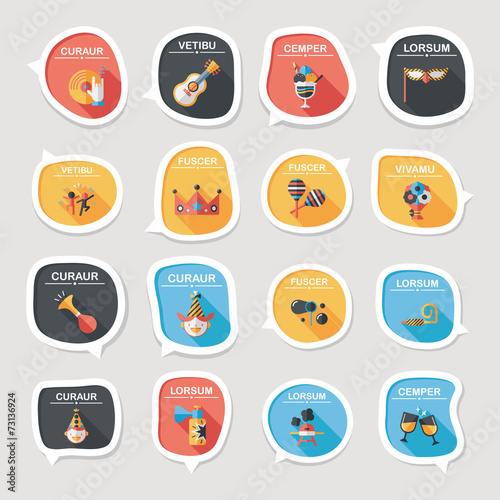 Birthday bubble speech banner design flat background set, eps10