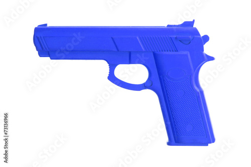 Blue training gun isolated on white