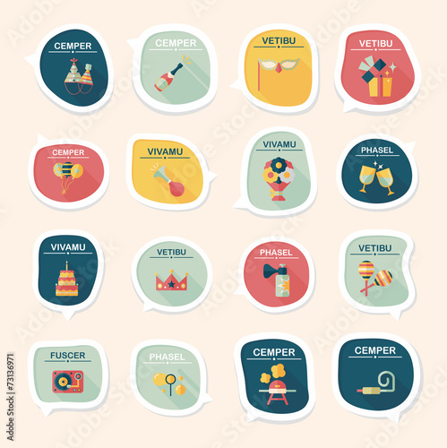 Birthday bubble speech banner design flat background set, eps10