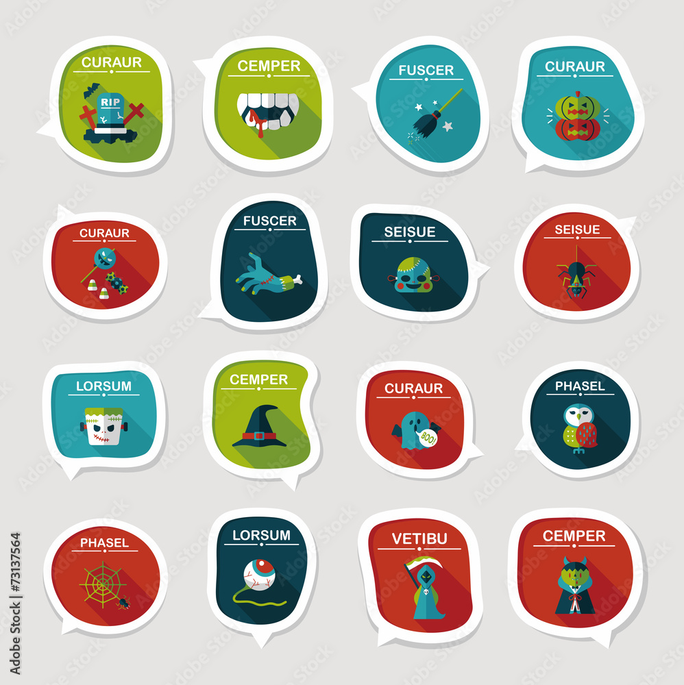Halloween bubble speech banner design flat background set, eps10 Halloween bubble speech banner design flat background set, eps10