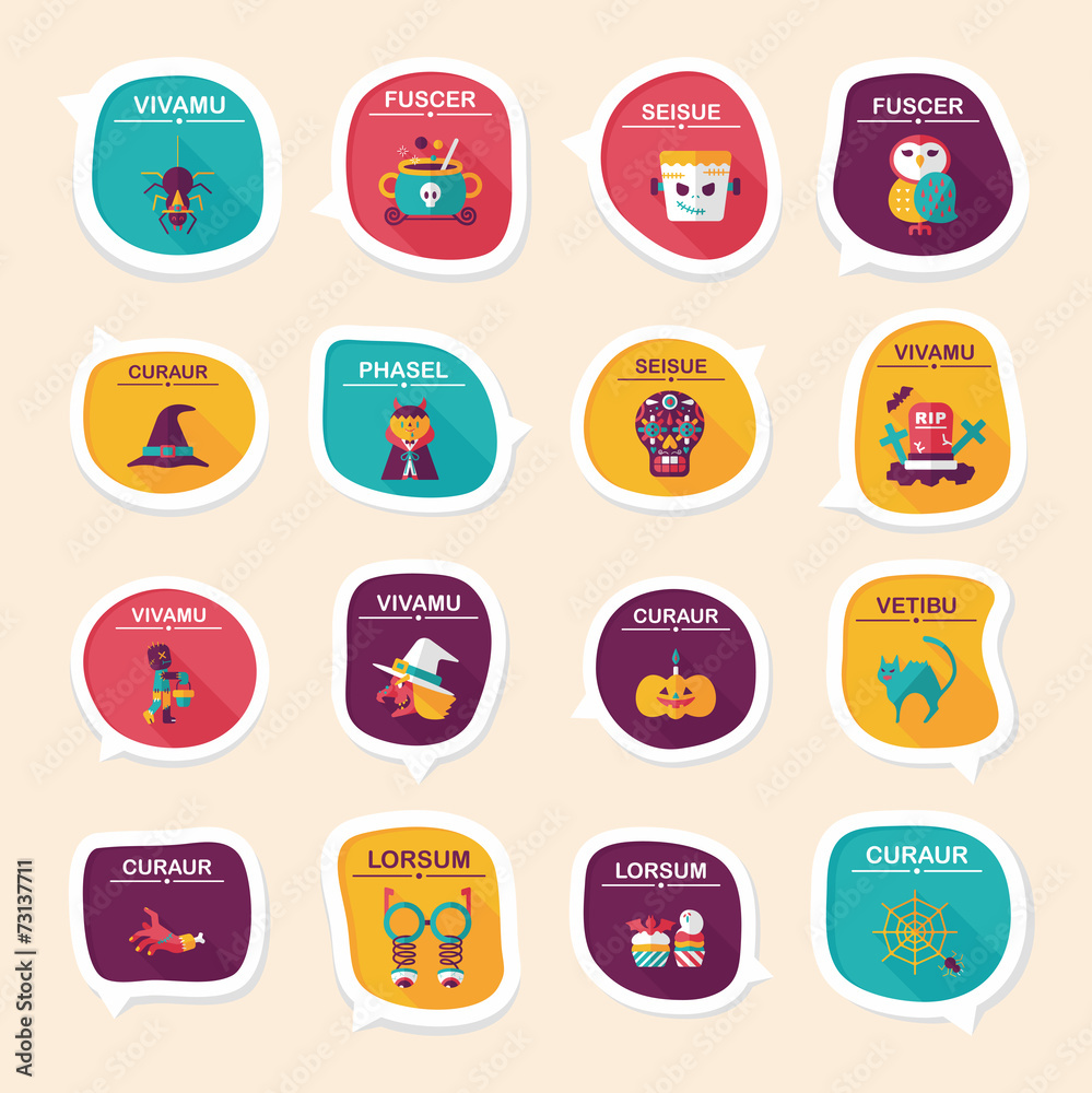 Halloween bubble speech banner design flat background set, eps10 Halloween bubble speech banner design flat background set, eps10