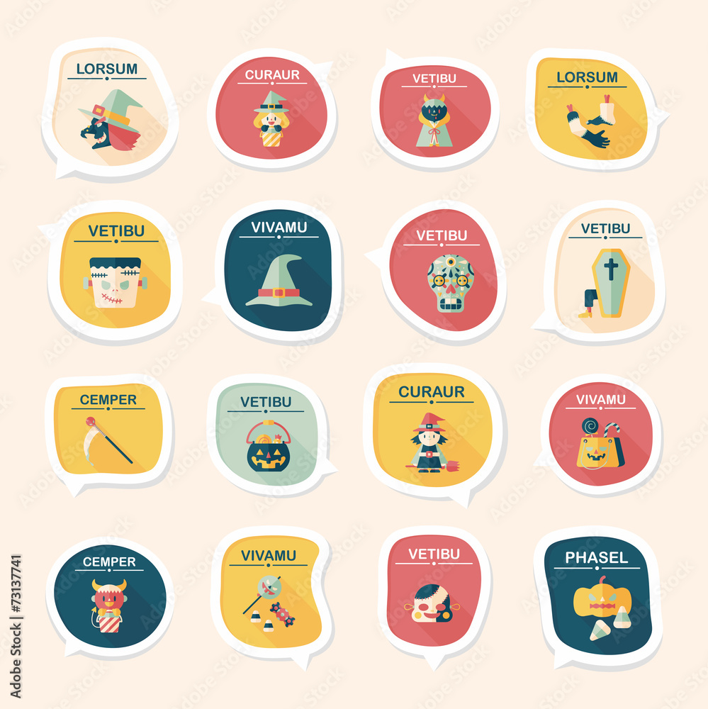 Halloween bubble speech banner design flat background set, eps10 Halloween bubble speech banner design flat background set, eps10
