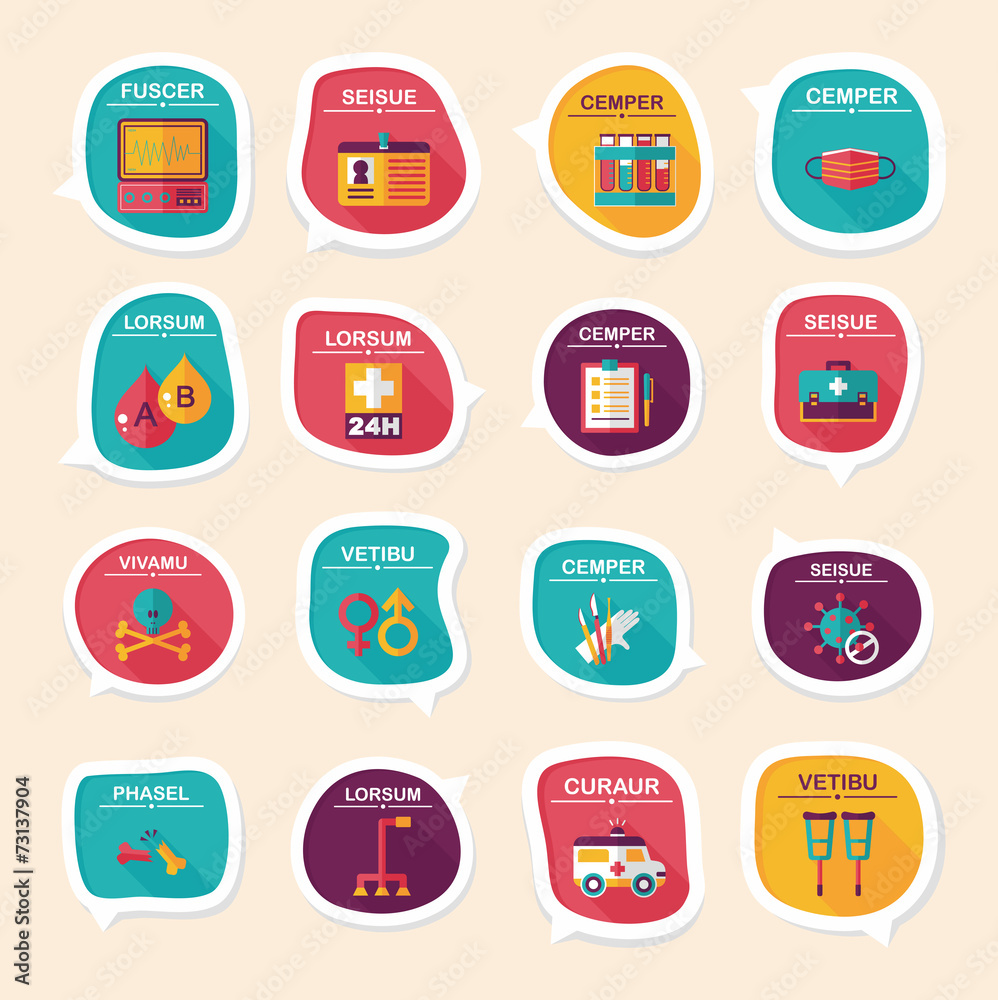 hospital bubble speech banner design flat background set, eps10 hospital bubble speech banner design flat background set, eps10