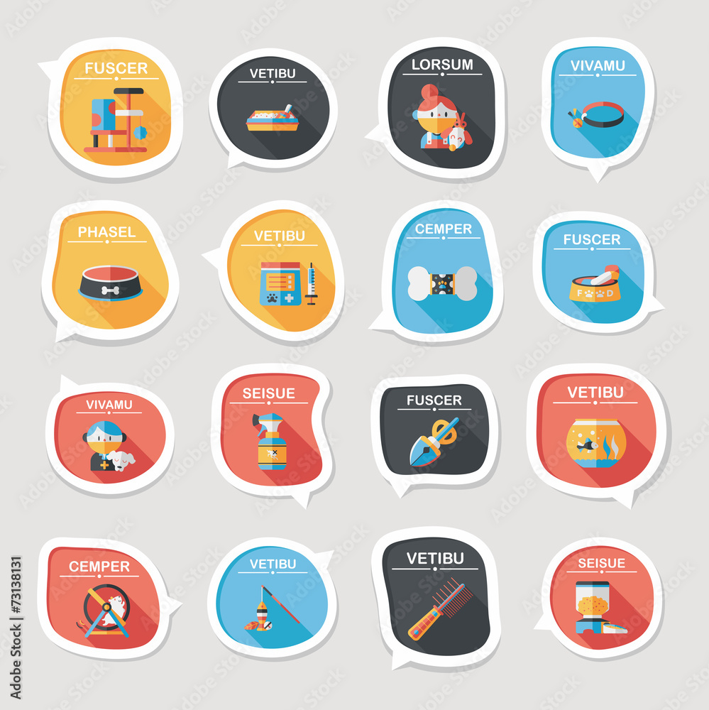 Pet bubble speech flat banner design background set, eps10 Pet bubble speech flat banner design background set, eps10