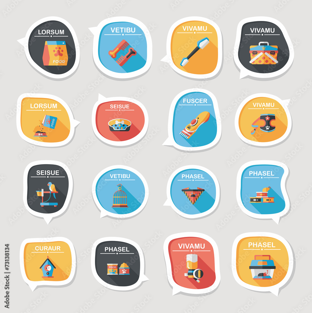 Pet bubble speech flat banner design background set, eps10 Pet bubble speech flat banner design background set, eps10