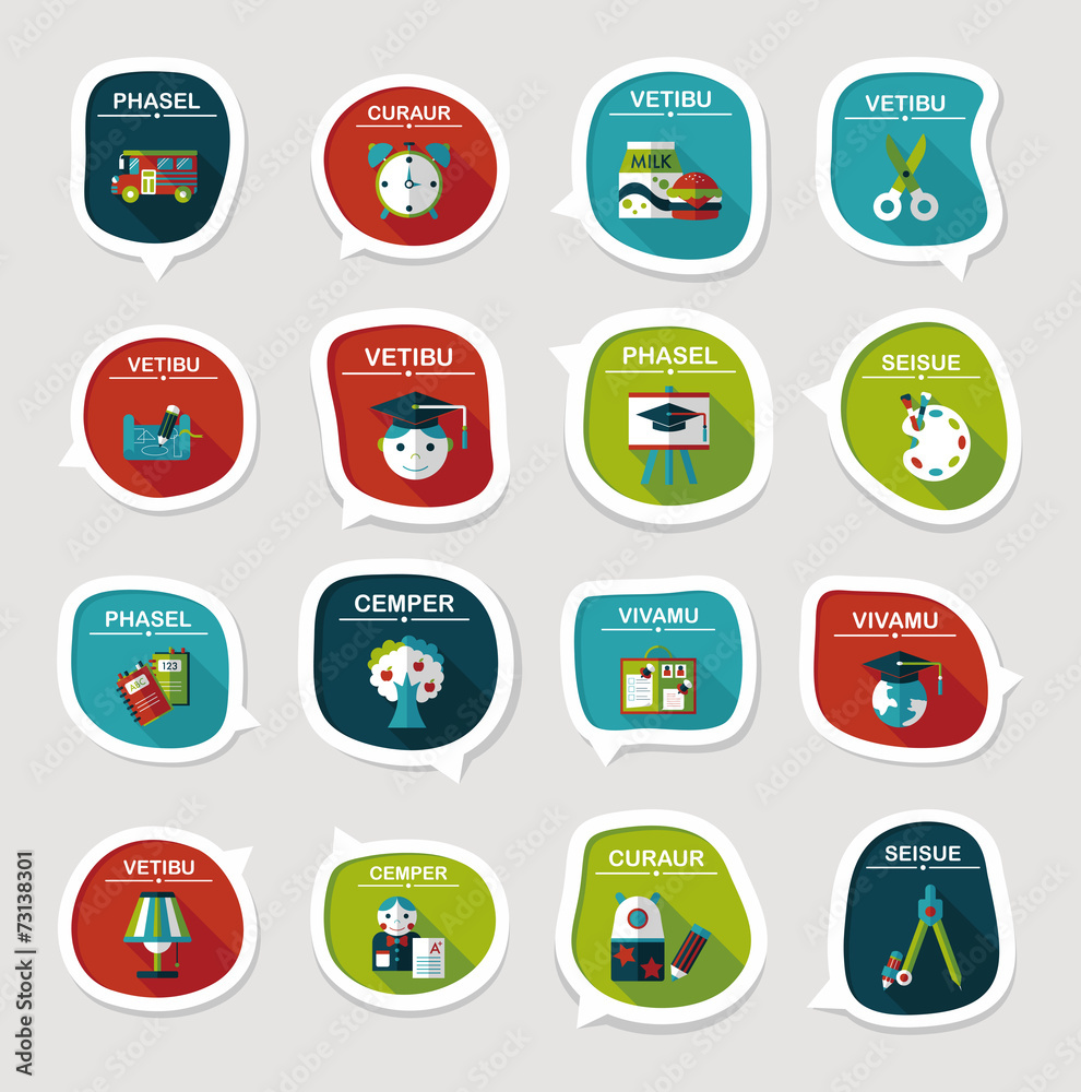 School bubble speech banner design flat background set, eps10