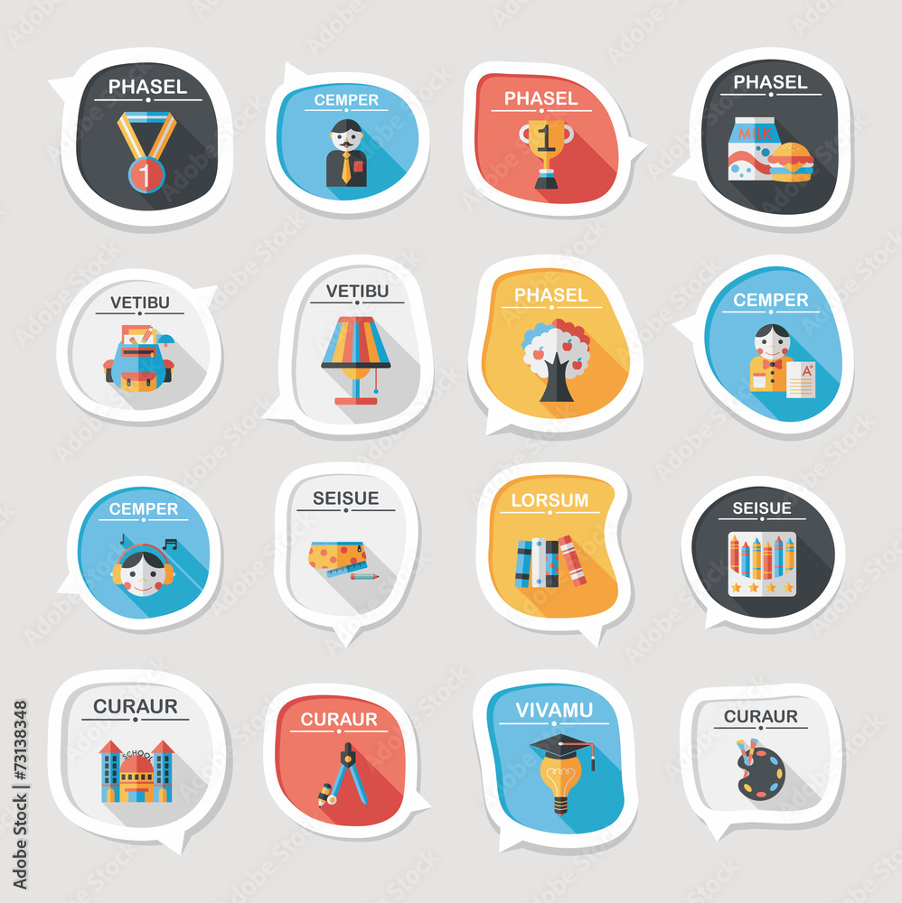 School bubble speech banner design flat background set, eps10 School bubble speech banner design flat background set, eps10