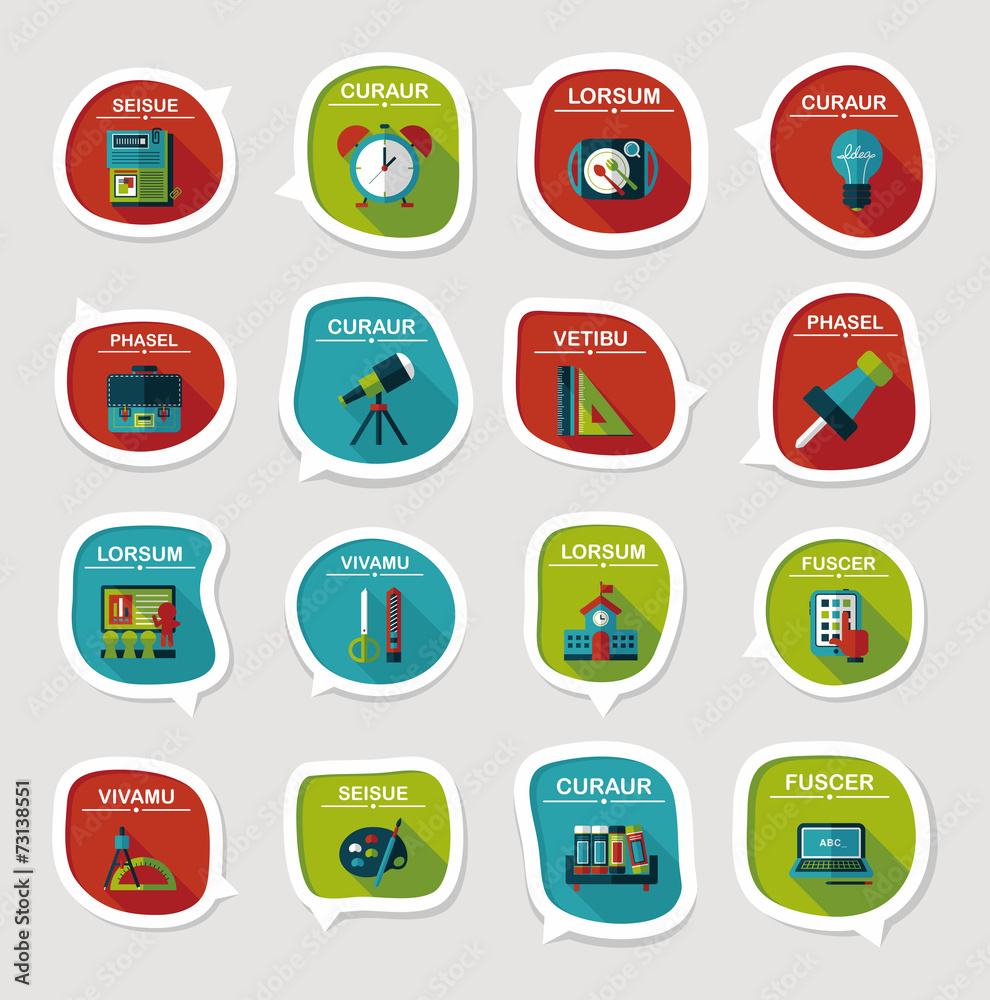 School bubble speech banner design flat background set, eps10 School bubble speech banner design flat background set, eps10