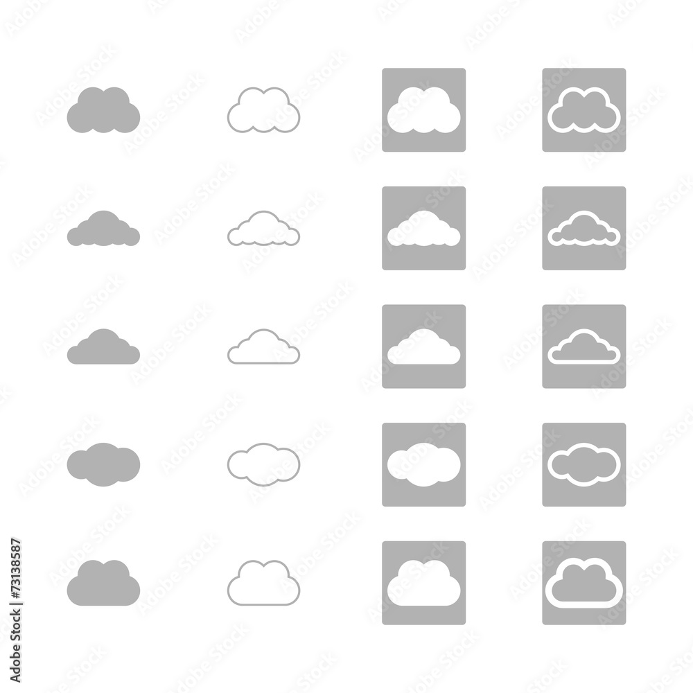 Cloud symbol icon set Cloud symbol icon set