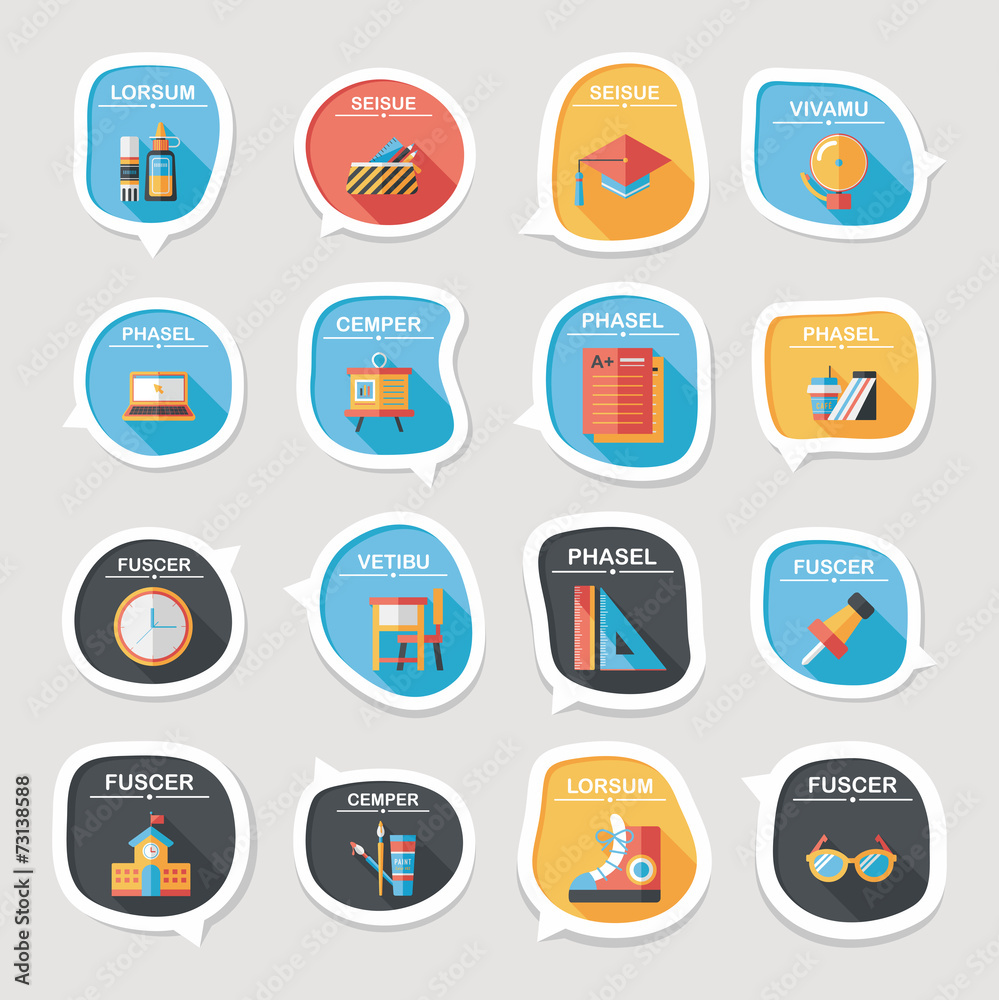 School bubble speech banner design flat background set, eps10 School bubble speech banner design flat background set, eps10