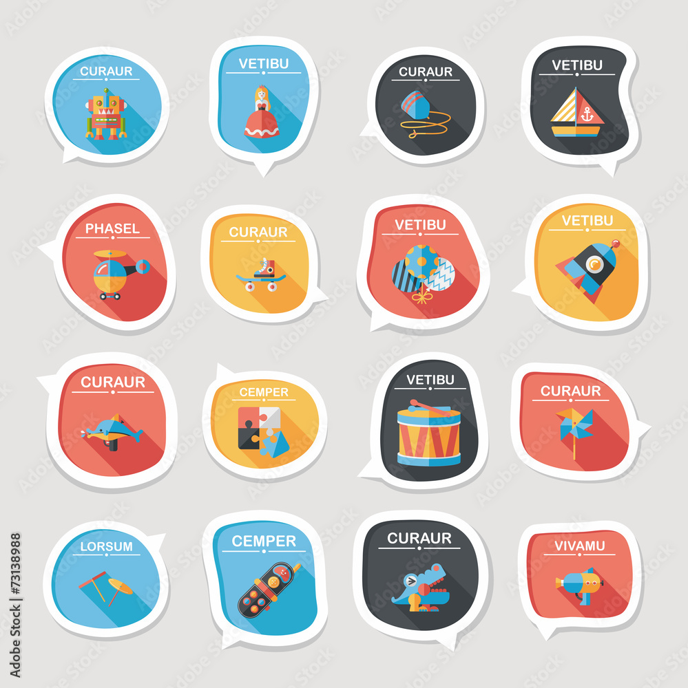Toy speech bubble banner design flat background set, eps10 Toy speech bubble banner design flat background set, eps10