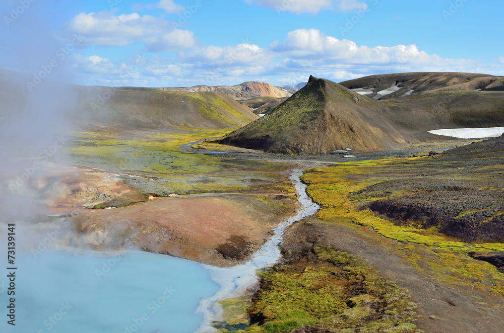 Исландия, горячие источники в горах