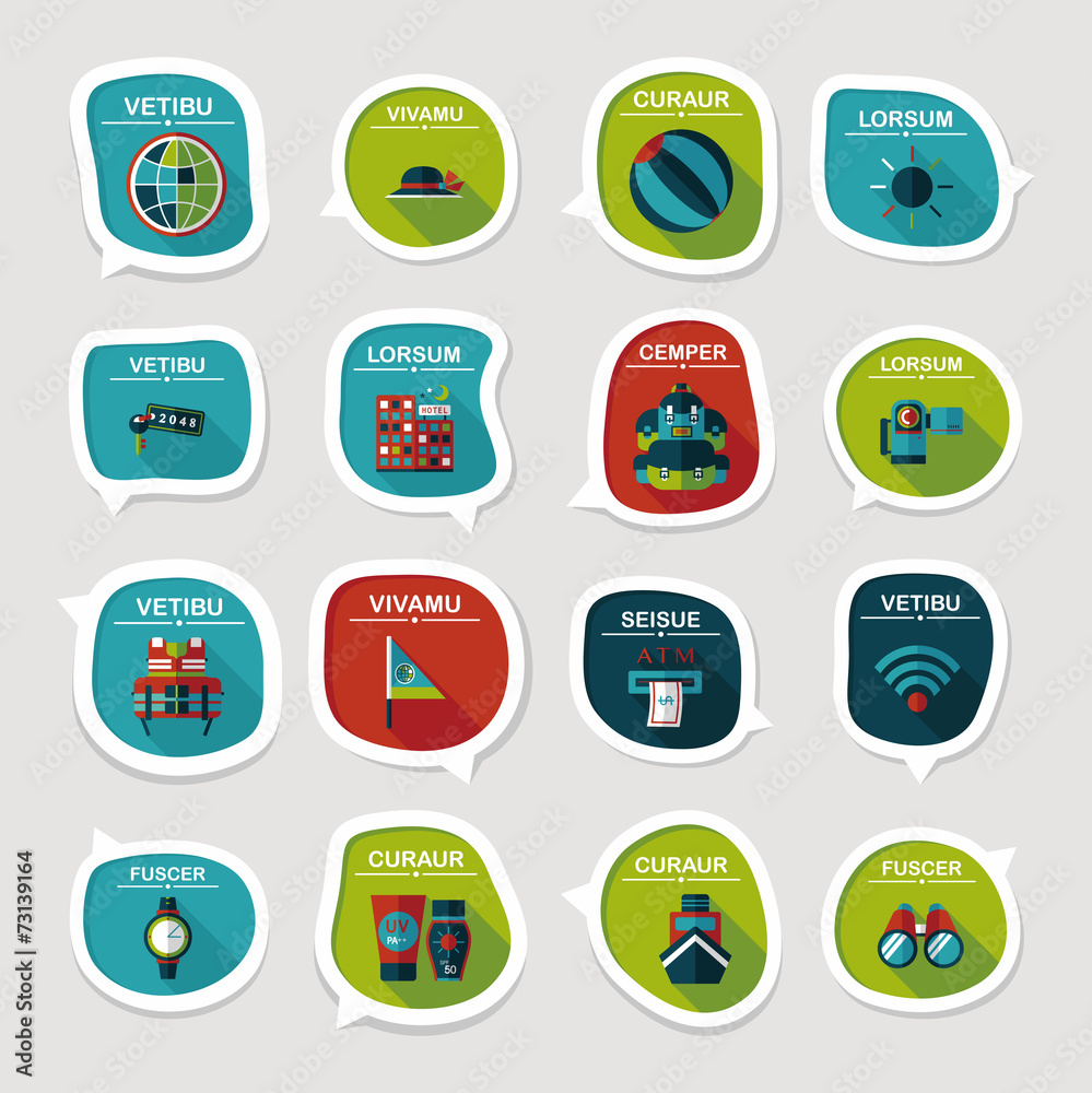 Travel bubble speech banner design flat background set, eps10 Travel bubble speech banner design flat background set, eps10