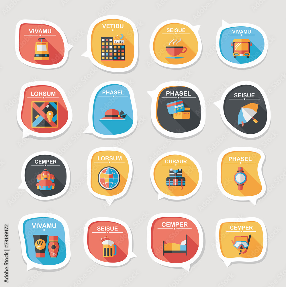 Travel bubble speech banner design flat background set, eps10 Travel bubble speech banner design flat background set, eps10
