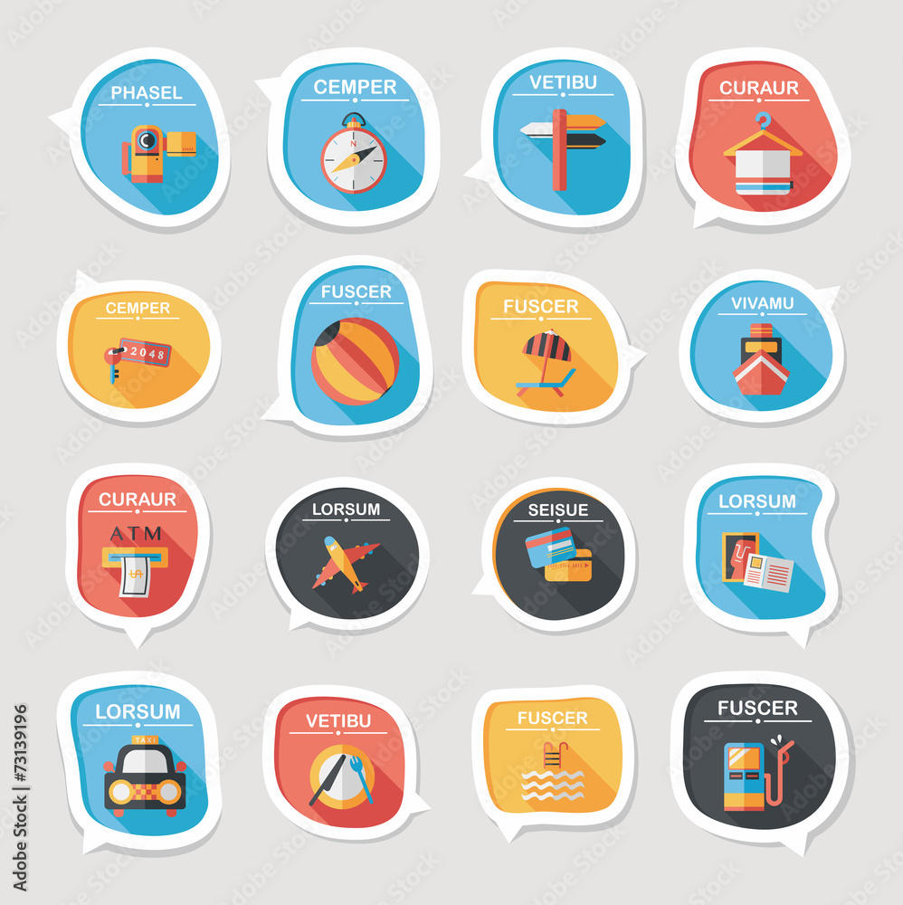 Travel bubble speech banner design flat background set, eps10 Travel bubble speech banner design flat background set, eps10