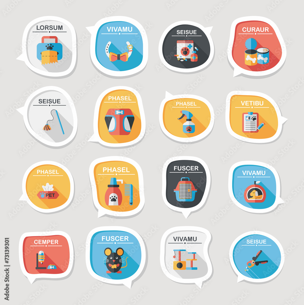 Pet bubble speech flat banner design background set, eps10 Pet bubble speech flat banner design background set, eps10