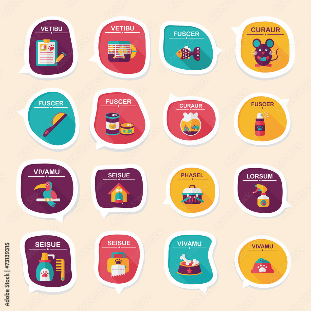 Pet bubble speech flat banner design background set, eps10 Pet bubble speech flat banner design background set, eps10