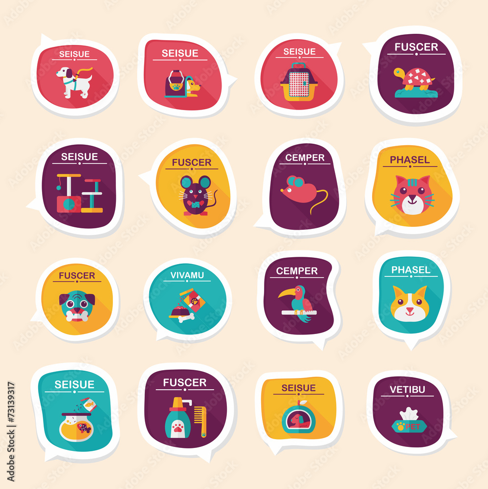 Pet bubble speech flat banner design background set, eps10 Pet bubble speech flat banner design background set, eps10