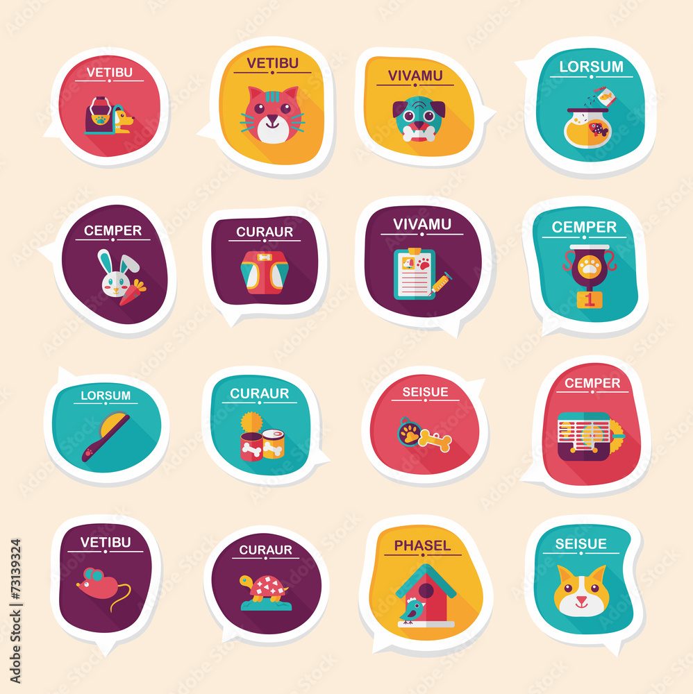 Pet bubble speech flat banner design background set, eps10 Pet bubble speech flat banner design background set, eps10