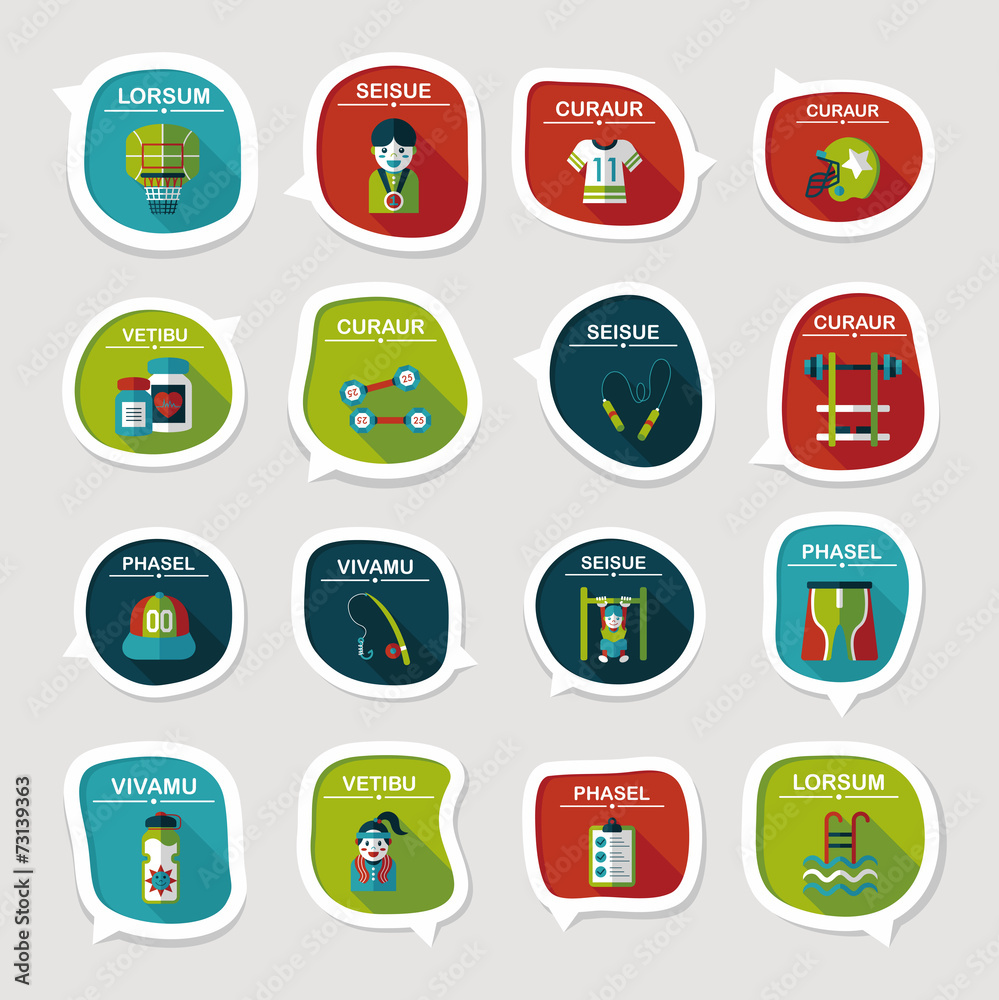 Sport speech bubble flat banner design background set, eps10 Sport speech bubble flat banner design background set, eps10