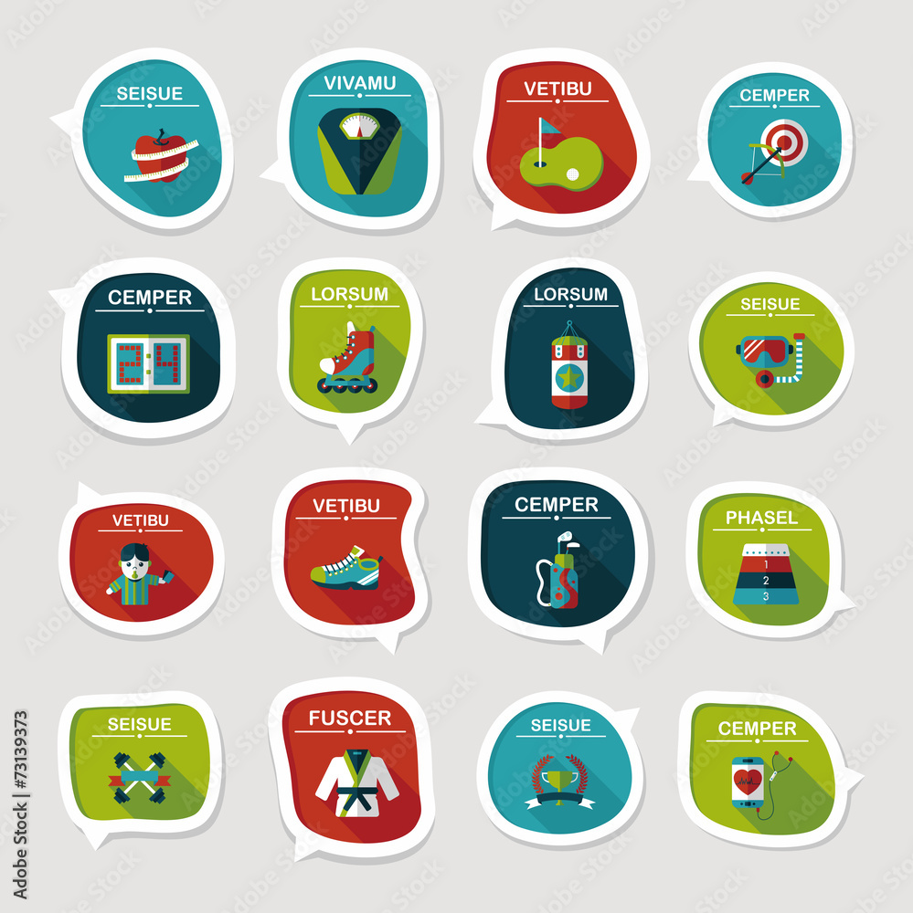 Sport speech bubble flat banner design background set, eps10 Sport speech bubble flat banner design background set, eps10