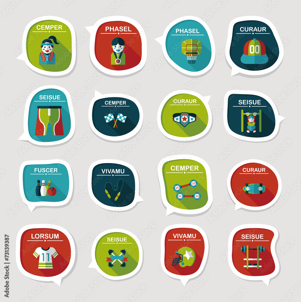 Sport speech bubble flat banner design background set, eps10 Sport speech bubble flat banner design background set, eps10