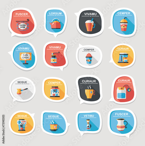 Coffee bubble speech flat banner design flat background set, eps