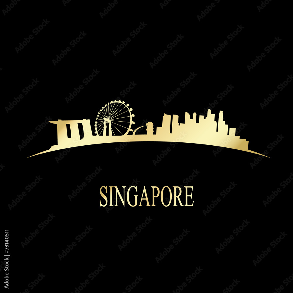 Fototapeta premium Luxury golden Singapore skyline
