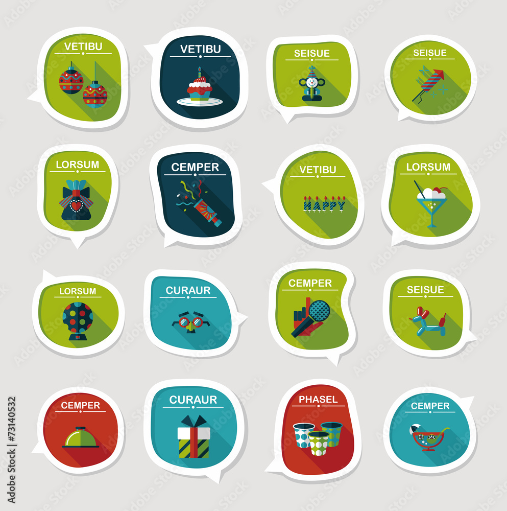 Birthday bubble speech banner design flat background set, eps10 Birthday bubble speech banner design flat background set, eps10