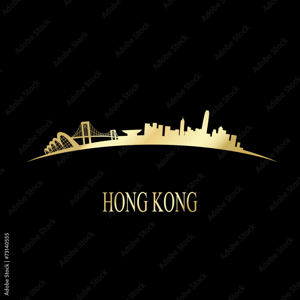 Luxury golden Hong Kong skyline