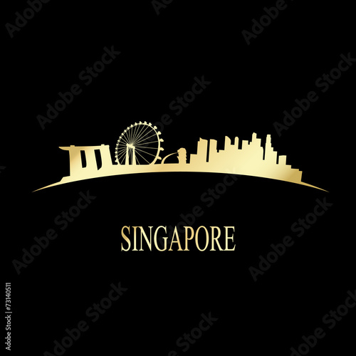 Luxury golden Singapore skyline