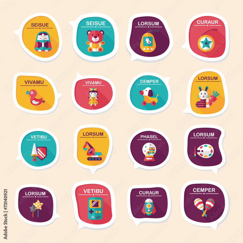 Toy speech bubble banner design flat background set, eps10 Toy speech bubble banner design flat background set, eps10