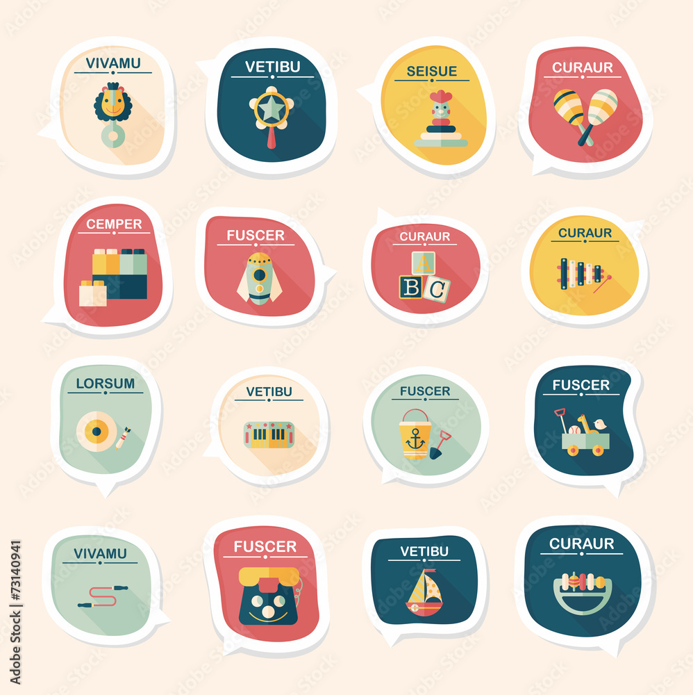 Toy speech bubble banner design flat background set, eps10 Toy speech bubble banner design flat background set, eps10