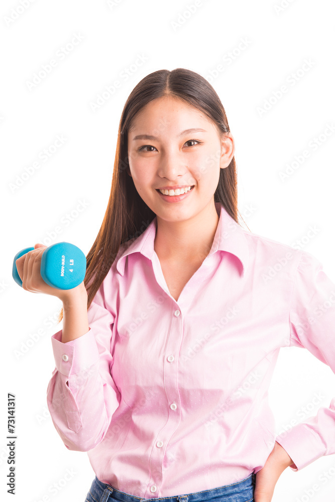 Young business woman standing isolated on white Young business woman standing isolated on white