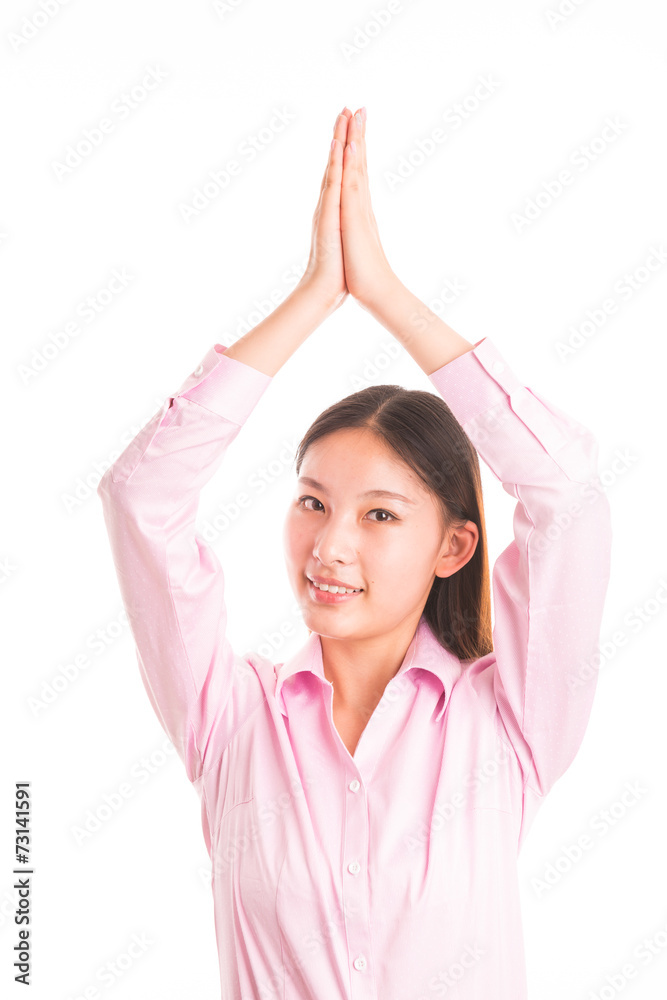 Young business woman standing isolated on white Young business woman standing isolated on white
