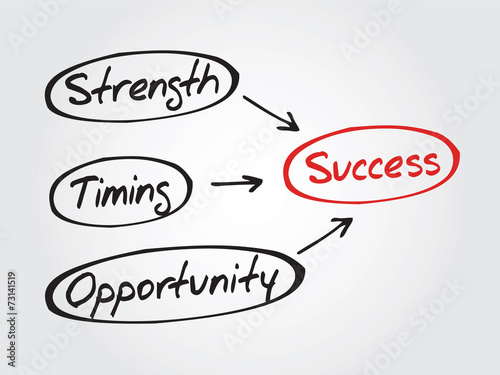 Success concept Strength, Timing, Opportunity, diagram, chart