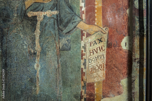 Foto Ältestes Porträt des Franz von Assisi in Subiaco (Detail),  Latium, Italien