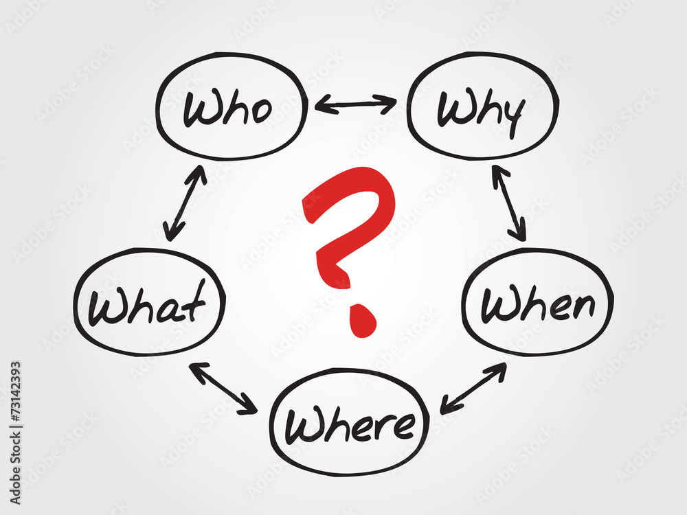 The 5 W Questions When What Which What Why, flow chart Stock Vector ...