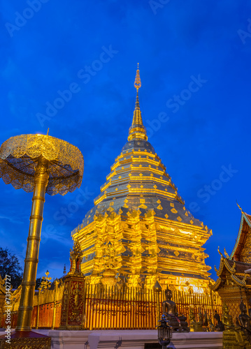 Doi Suthep temple at twilight, landmark of Chiang Mai, Thailand