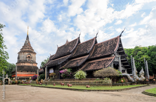 Ancient wooden temple in Chiang Mai, Thailand