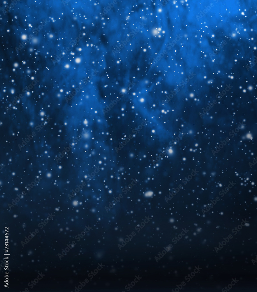 Obraz premium Deep blue Christmas background with falling snow