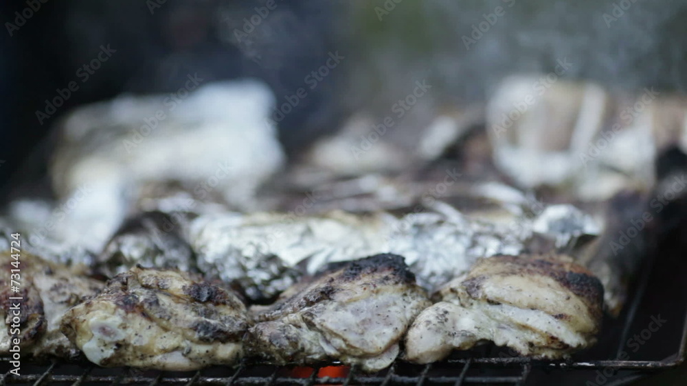 Chicken and fish barbecue Chicken and fish barbecue